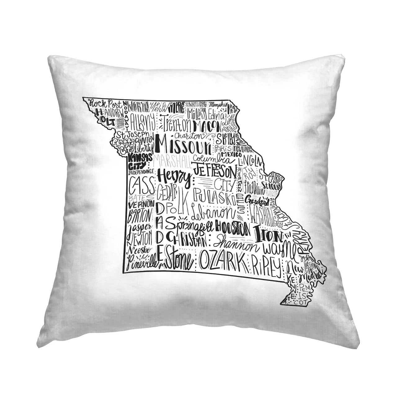 Stupell Industries Missouri State Shape Typography Cities Map Throw Pillow, 18" x 18"